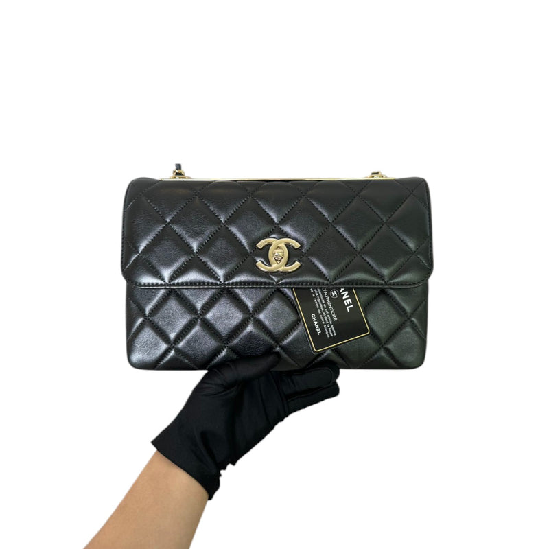 Trendy CC Flap Small Lambskin Quilted Black GHW