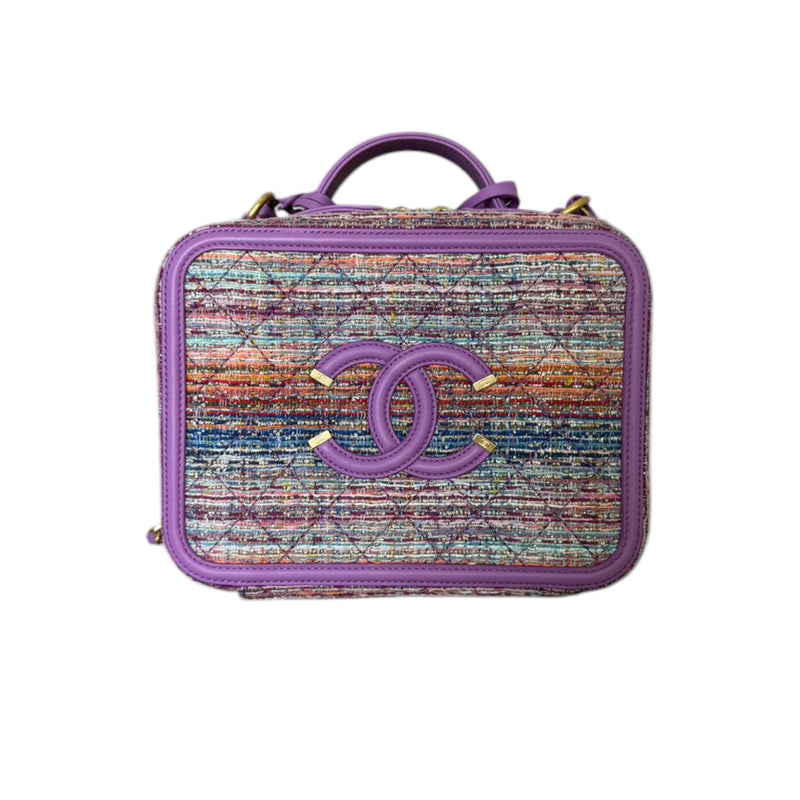 CC Filigree Vanity Case Medium Tweed Purple Multicolor GHW