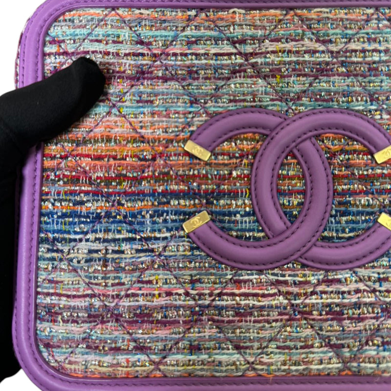 CC Filigree Vanity Case Medium Tweed Purple Multicolor GHW