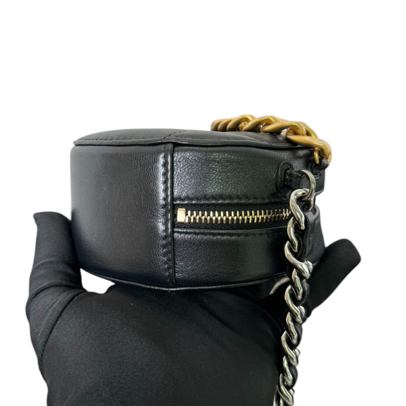 19 Round Clutch With Chain Mini Lambskin Black MHW