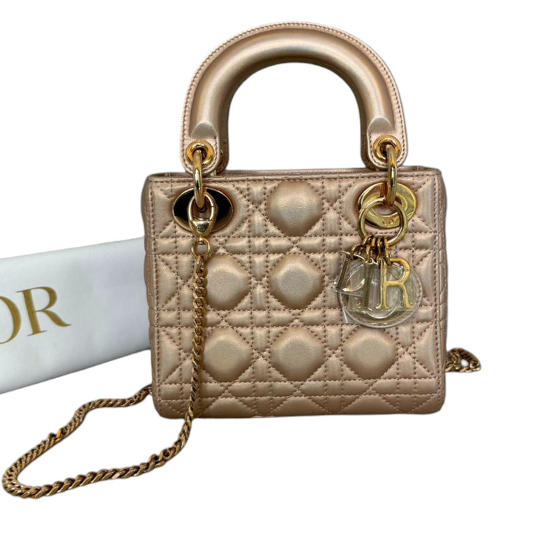 Lady Dior Mini Lambskin Rose Gold GHW