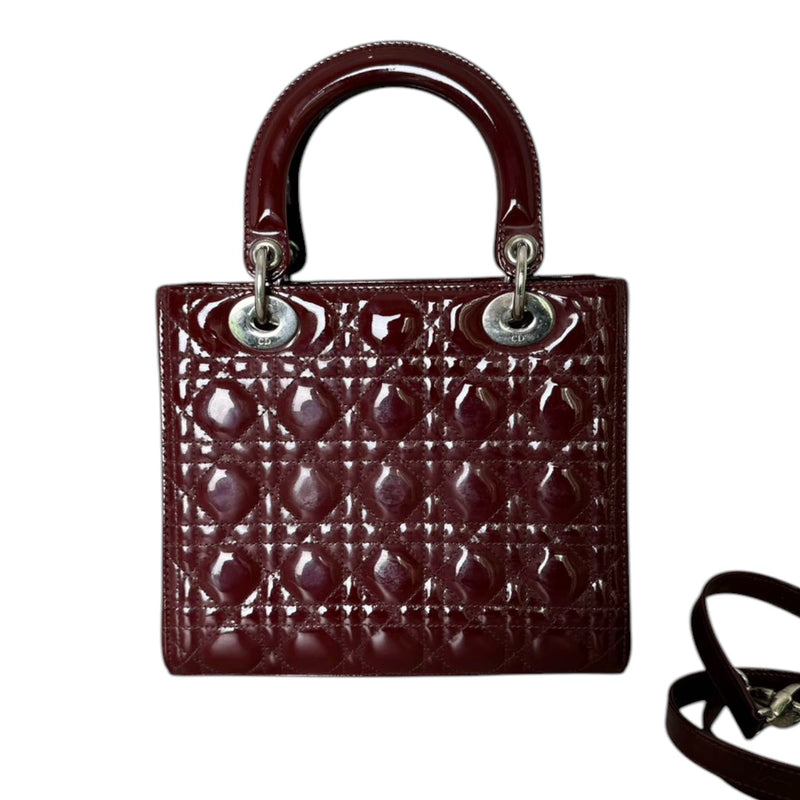 Lady Dior Medium Patent Quilted Red SHW