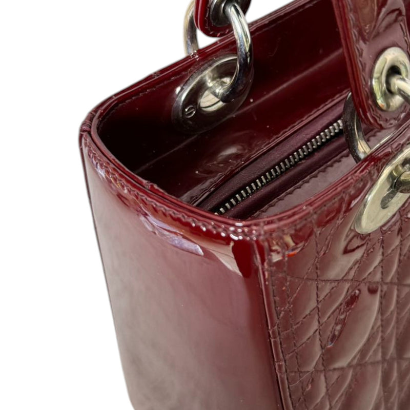 Lady Dior Medium Patent Quilted Red SHW