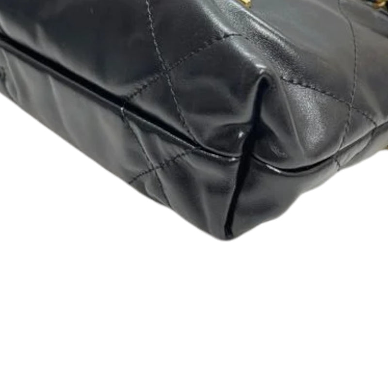 22 Mini Shiny Calfskin Quilted Black GHW