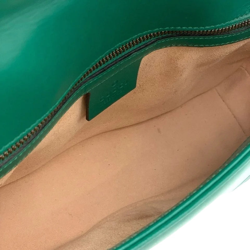 Small GG Marmont Calfskin Matelasse Emerald Green GHW