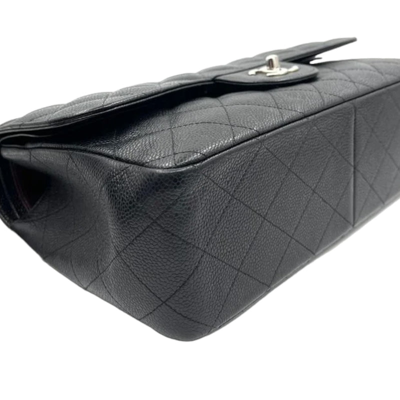 Jumbo Double Flap Caviar Quilted Black SHW