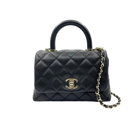 Rectangular Flap Mini Patent Calfskin Quilted Black SHW