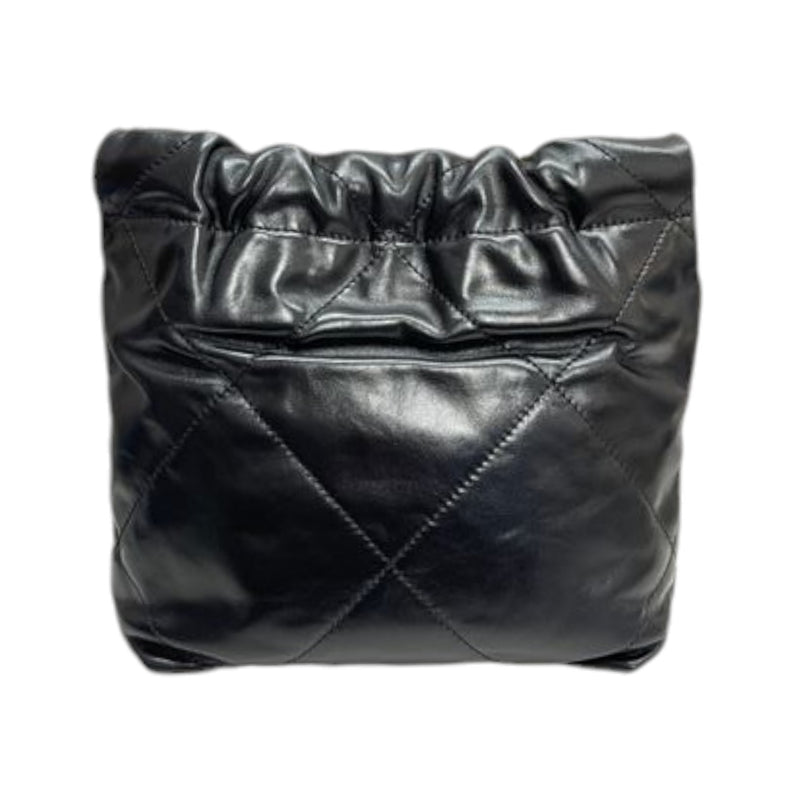 22 Mini Shiny Calfskin Quilted Black GHW