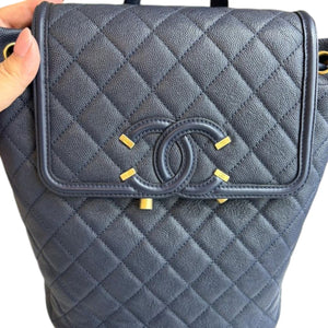 Filigree Backpack Caviar Quilted Navy GHW