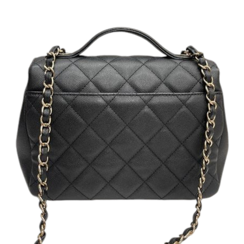 Business Affinity Flap Caviar Quilted Black GHW