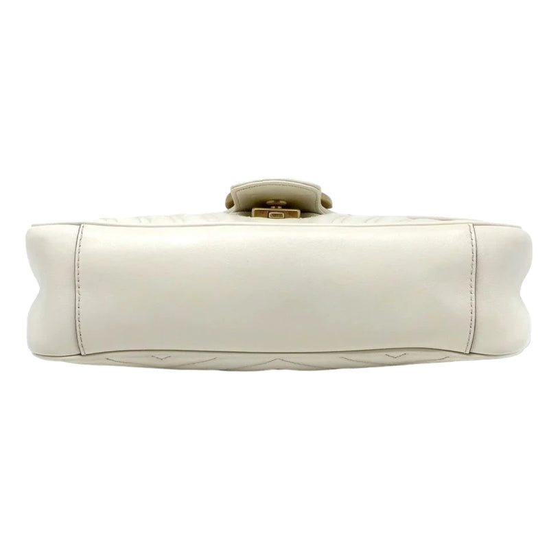 Small GG Marmont Calfskin Matelasse White GHW