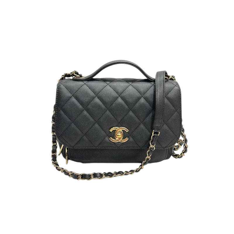 Business Affinity Flap Caviar Quilted Black GHW