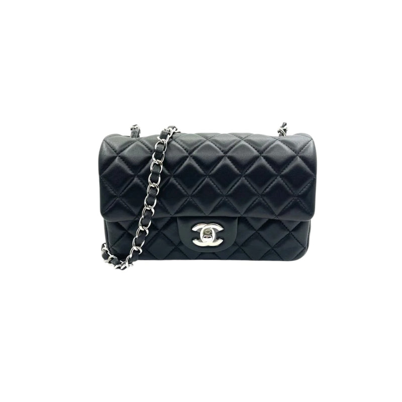 Chanel Rectangular Flap Mini Lambskin Quilted Black SHW