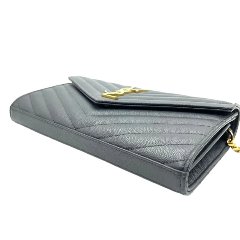Saint Laurent Monogram Ysl Large Tri-quilted Envelope Chain Shoulder Bag in  Gray