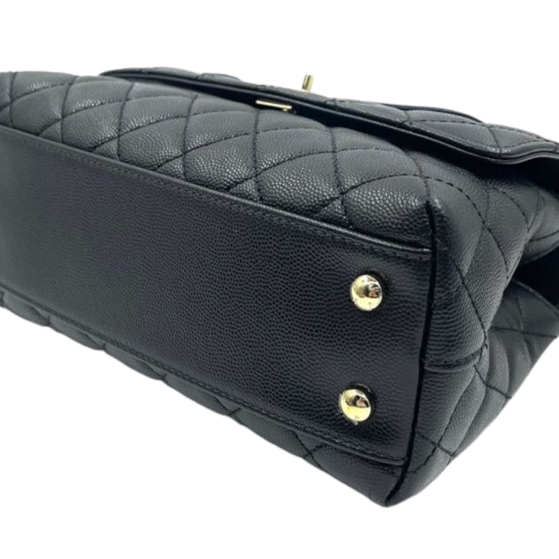 Coco Handle Mini Caviar Quilted with Hermes Twilly Black GHW