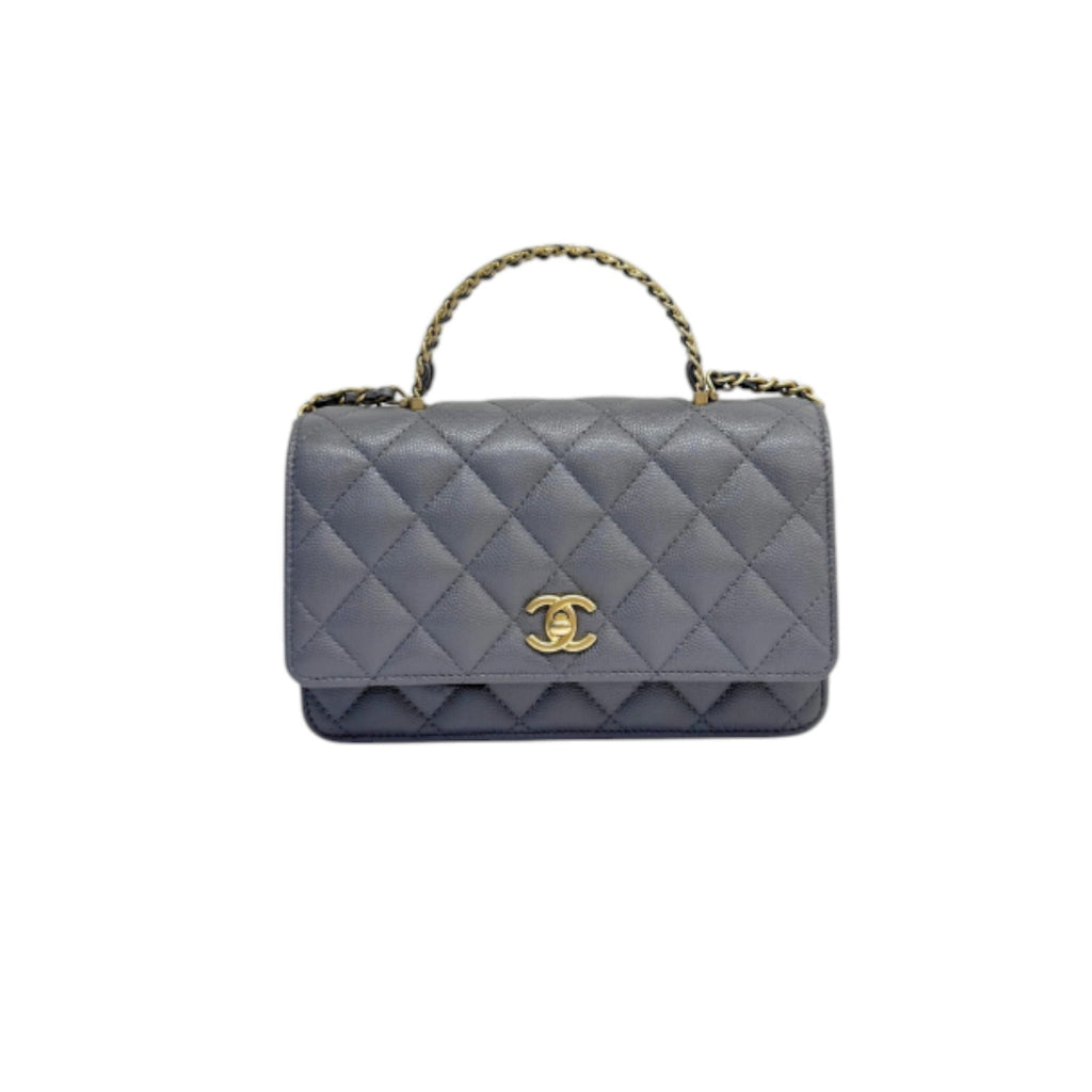 Wallet On Chain WOC Caviar Quilted Grey GHW