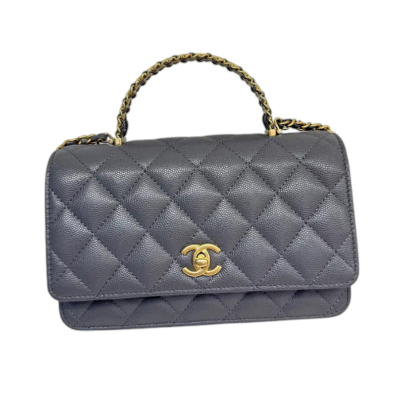 Wallet On Chain WOC Caviar Quilted Grey GHW