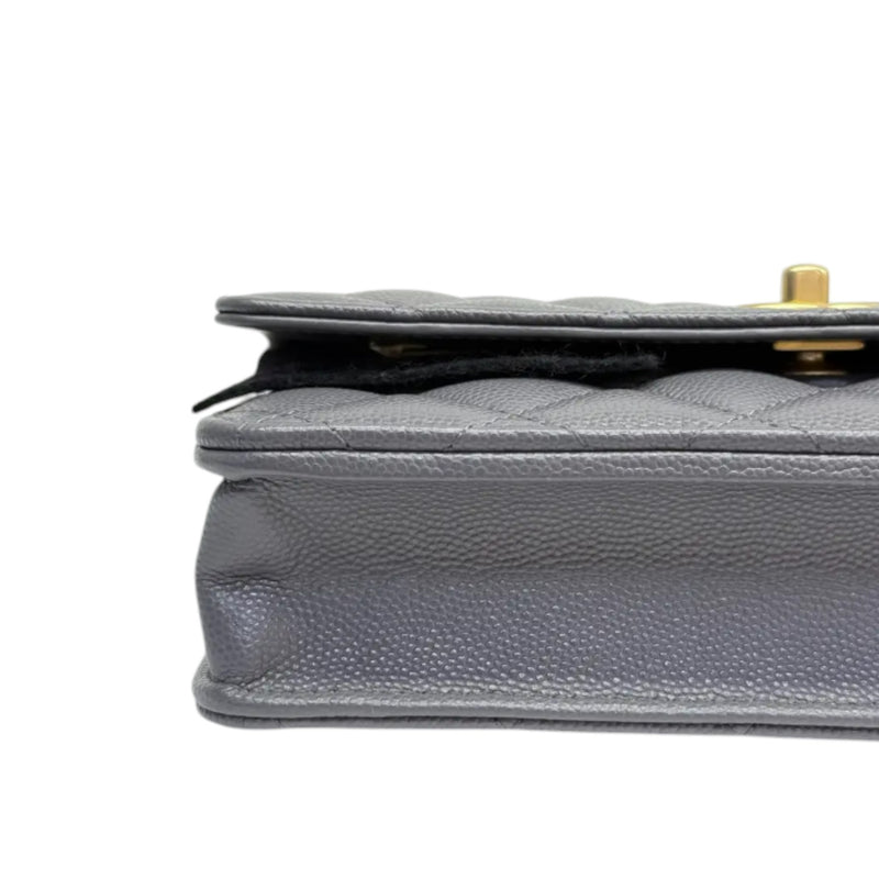 Wallet On Chain WOC Caviar Quilted Grey GHW