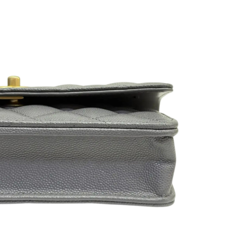 Wallet On Chain WOC Caviar Quilted Grey GHW