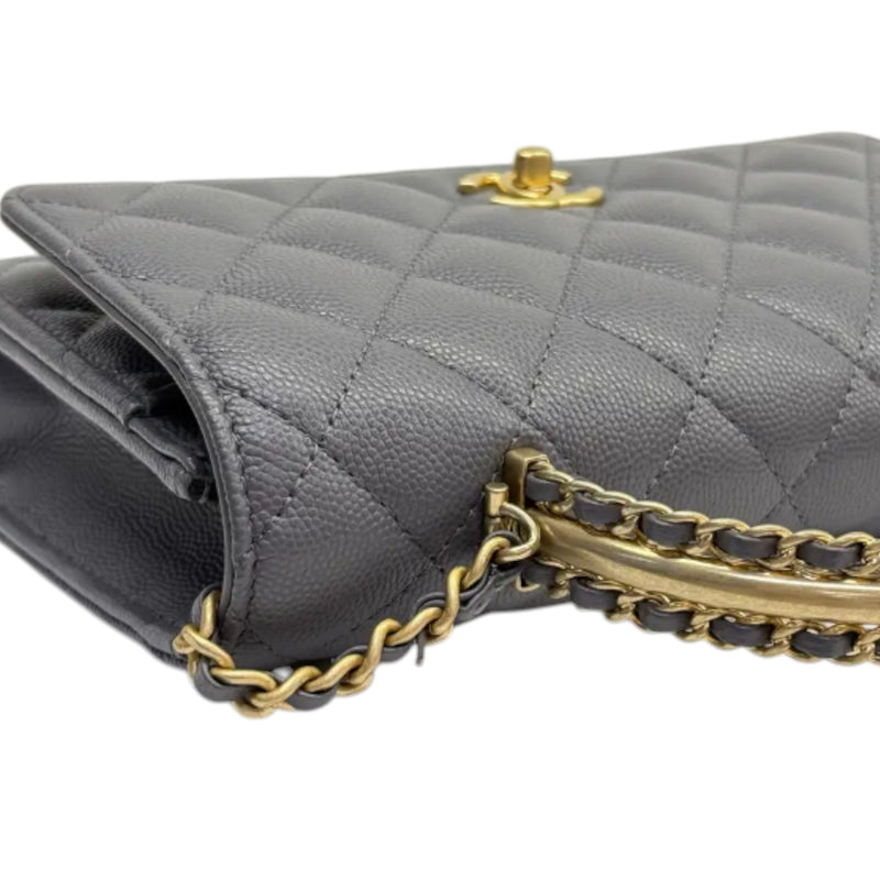 Wallet On Chain WOC Caviar Quilted Grey GHW