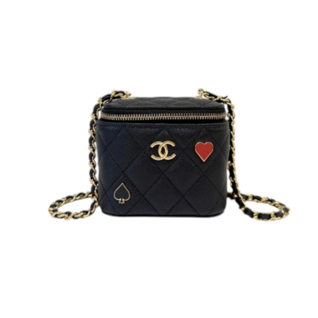 Coco Casino Vanity Case Mini With Chain Caviar Black GHW