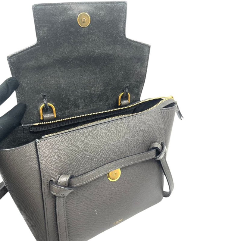 Nano Belt Grained Calfskin Grey GHW