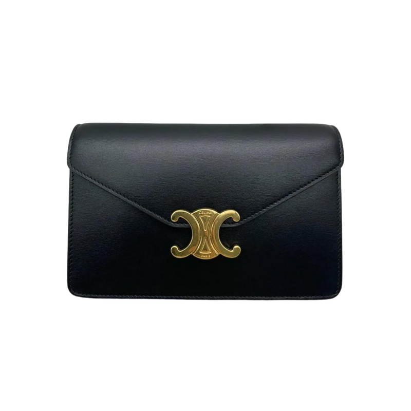 Shop CELINE Triomphe Wallet on Chain TRIOMPHE in Shiny calfskin