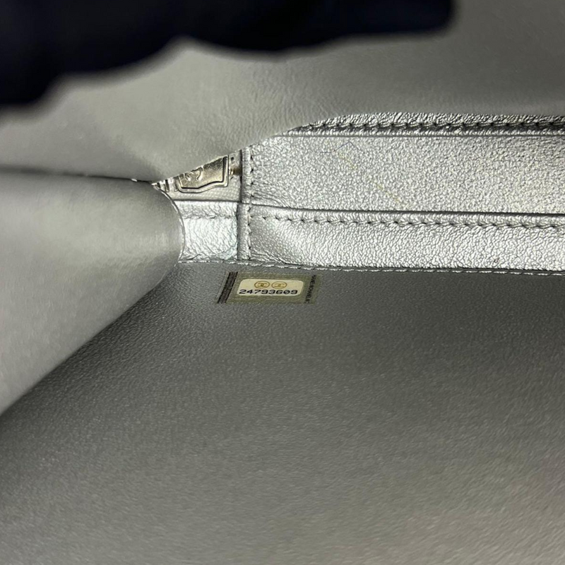 Celine Case Medium Light Gray Grey PHW Leather Flap Shoulder