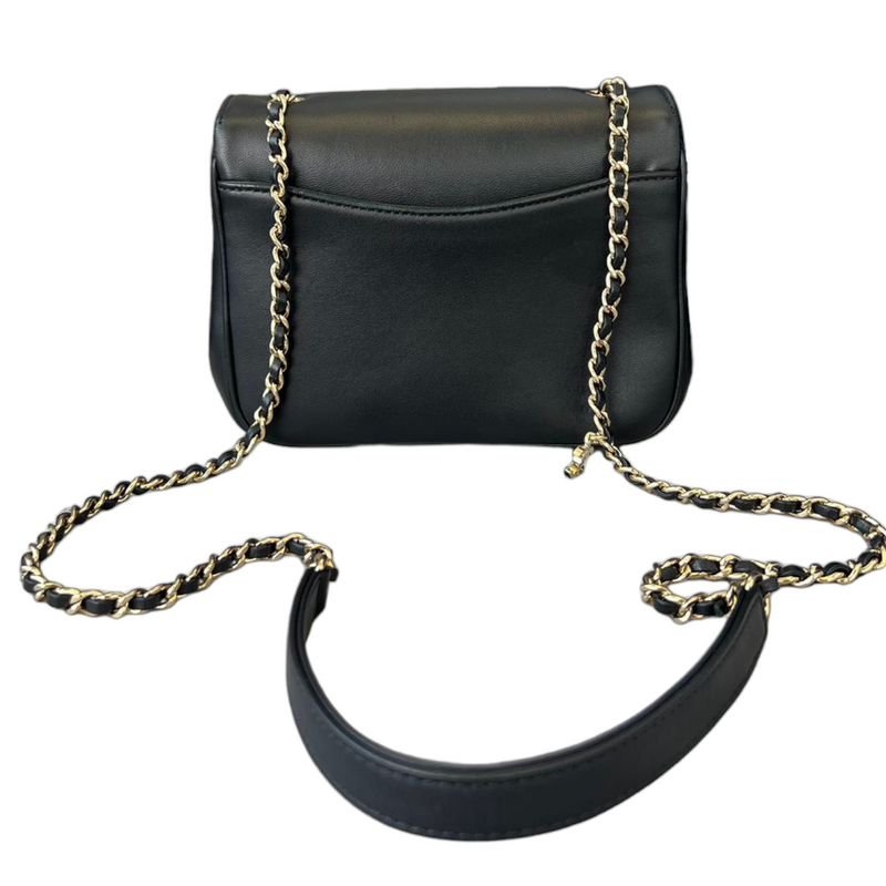 CC Mania Flap Lambskin Black Bag GHW