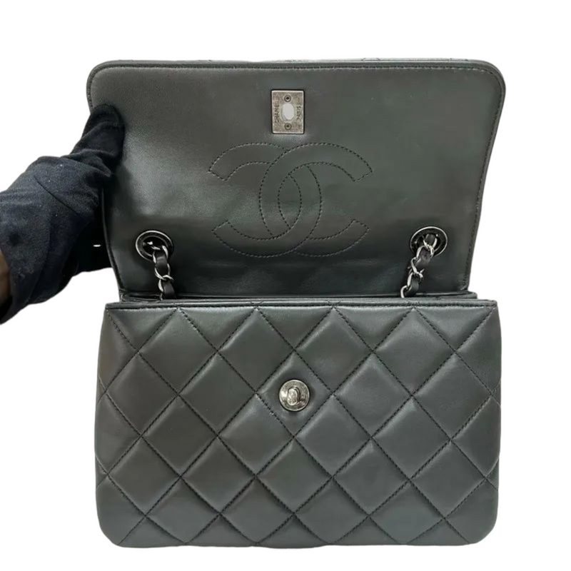 Small Trendy CC Dual Handle Flap Grey RHW