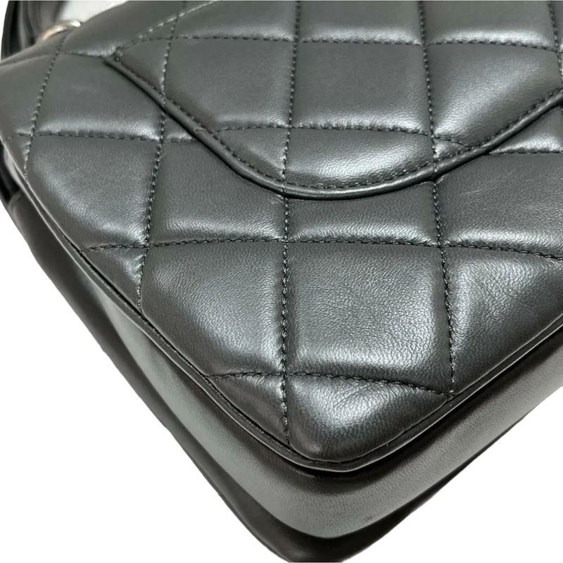 Lambskin Quilted Small Trendy CC Dual Handle Flap Bag Black