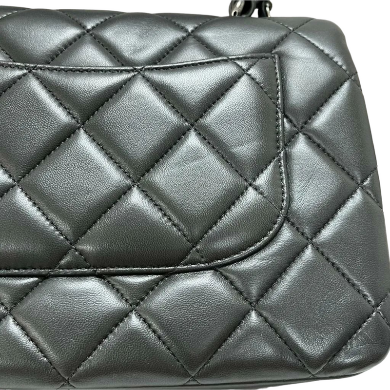 Chanel Grey Quilted Small Metallic Trendy CC Top Handle Flap Bag Ruthenium Hardware, 2015 (Very Good)