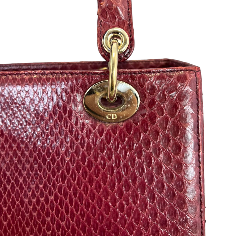 Medium Lady Dior Python Burgundy GHW