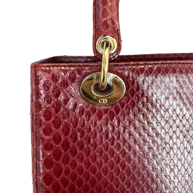 Medium Lady Dior Python Burgundy GHW