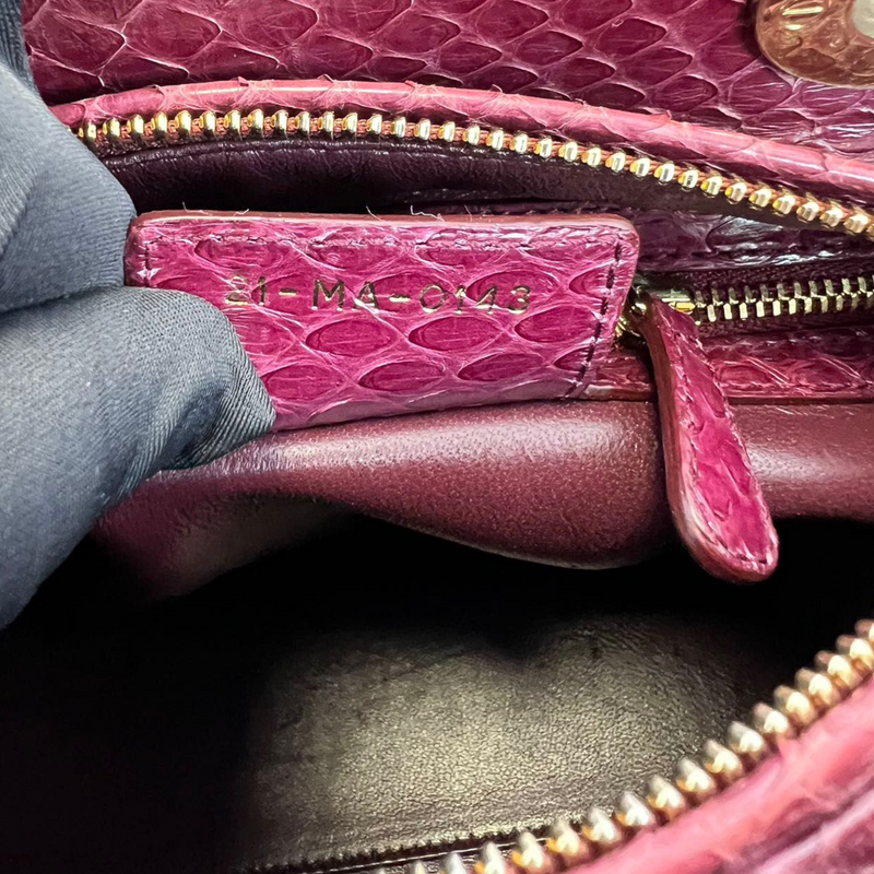 Medium Lady Dior Python Burgundy GHW