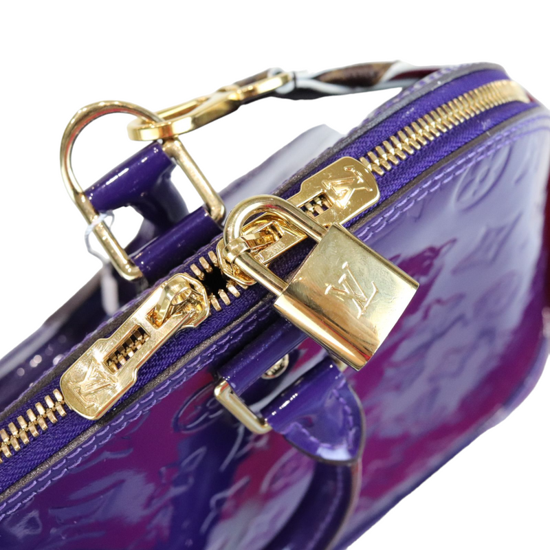 Louis Vuitton Vernis Alma Mm Blue Handbag Purse Bag Lv 4728