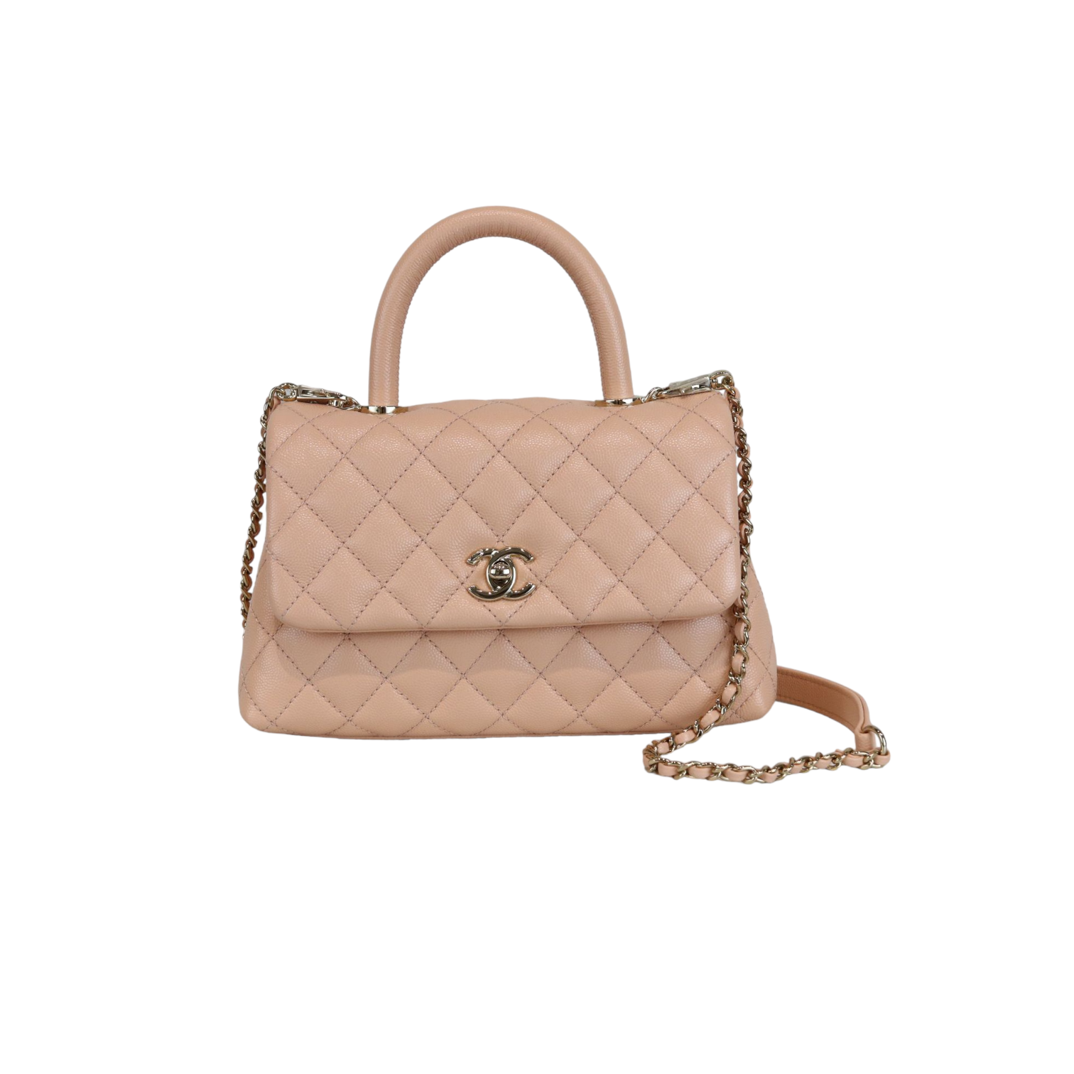 Chanel Small Coco Handle Flap Light Pink Caviar Light Gold