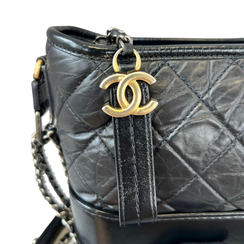 Chanel Gabrielle Hobo Quilted Aged Calfskin Large Black 223943183