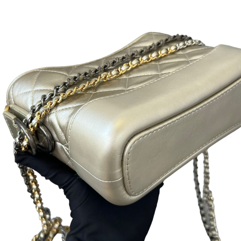 CHANEL Metallic Aged Calfskin CC Quilted Small Gabrielle Hobo Gold |  FASHIONPHILE