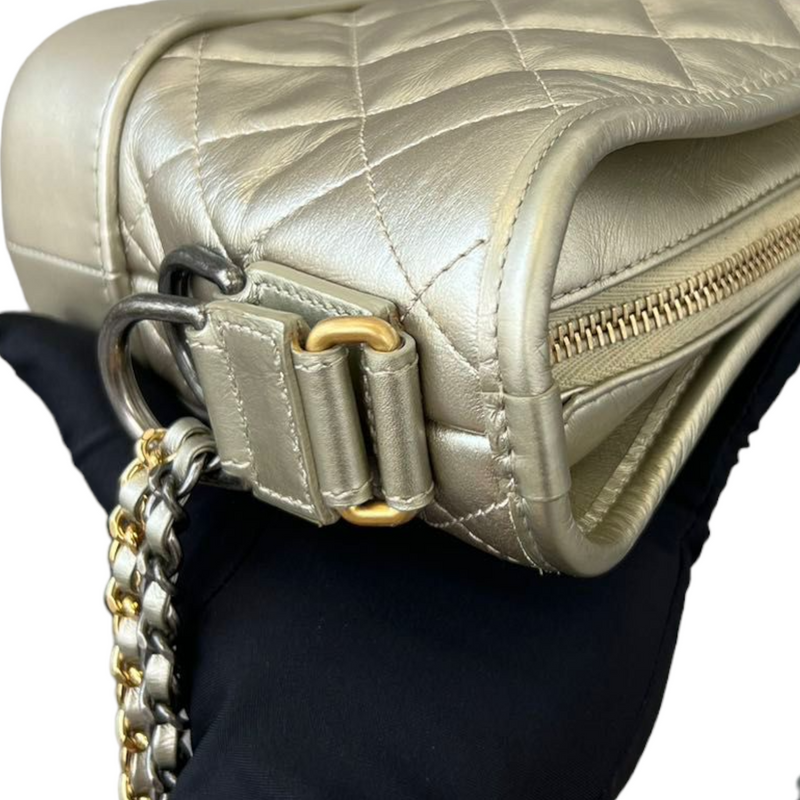 Chanel Metallic Gold Quilted Leather Large Gabrielle Hobo Chanel