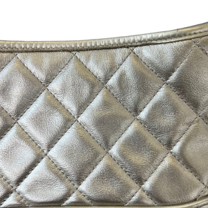 Metallic Pale Aged Calfskin Quilted Small Gabrielle Hobo Gold