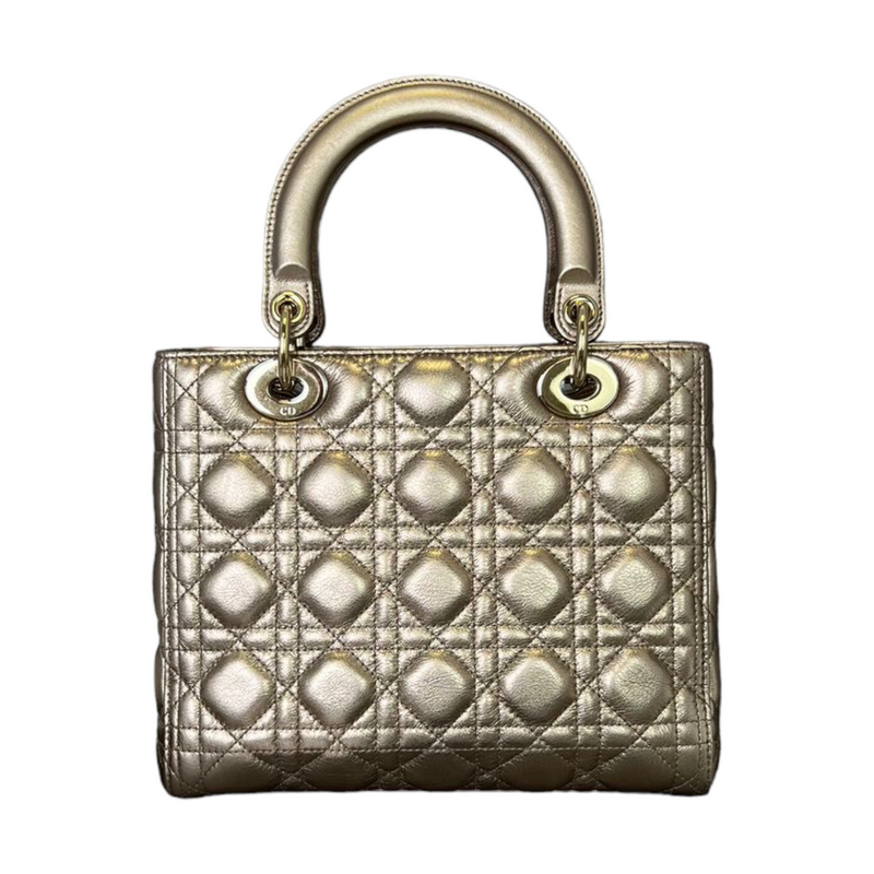 Calfskin Cannage Medium Lady Dior Gold GHW