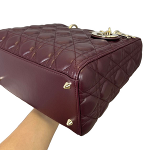 Lambskin Cannage Medium Lady Dior Burgundy LGHW