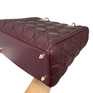 Lambskin Cannage Medium Lady Dior Burgundy LGHW