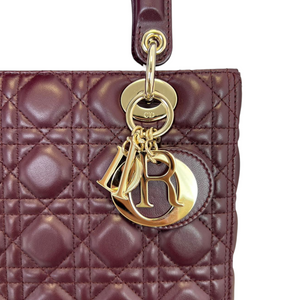 Lambskin Cannage Medium Lady Dior Burgundy LGHW