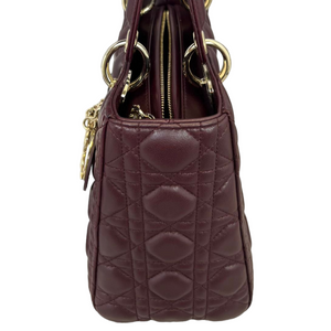 Lambskin Cannage Medium Lady Dior Burgundy LGHW