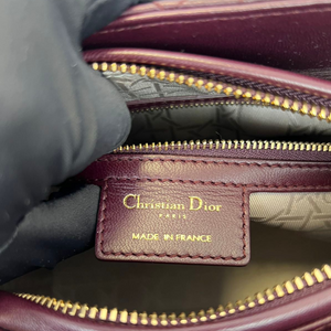 Lambskin Cannage Medium Lady Dior Burgundy LGHW