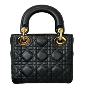 Lambskin Cannage Mini Lady Dior Black GHW