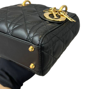 Lambskin Cannage Mini Lady Dior Black GHW