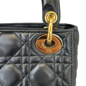 Lambskin Cannage Mini Lady Dior Black GHW